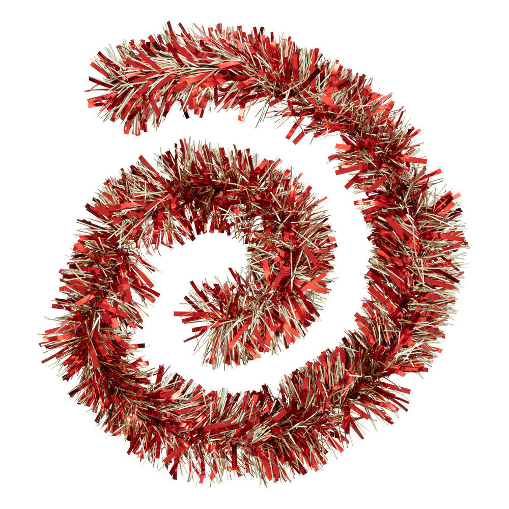 Guirlande de noël boa large 15 cm rouge et or longueur 2 mètres