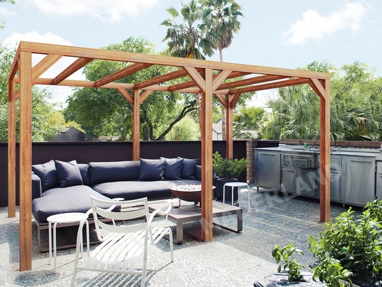 Pergola en bois autoportante - modèle fuengirola - 500 x 400 cm