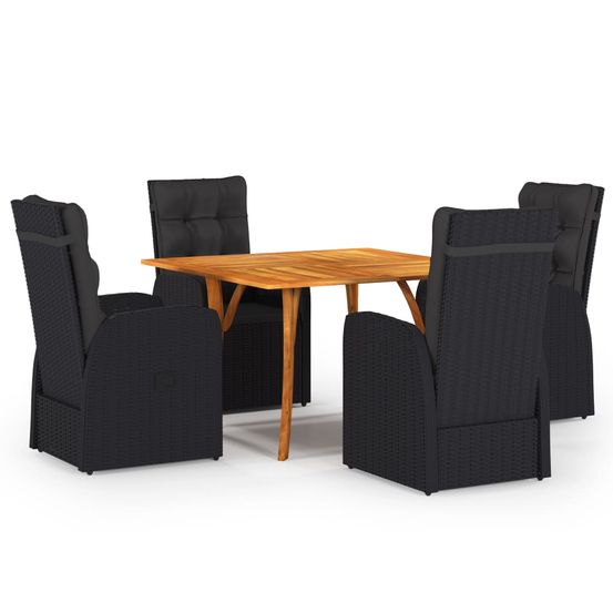 Ensemble de salle à manger de jardin 5 pcs noir