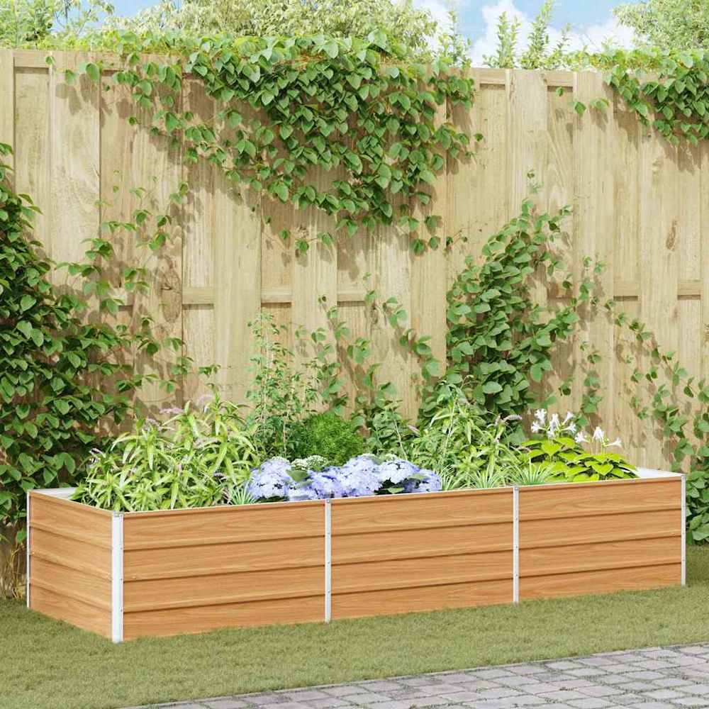 Vaste espace potager acier galvanisé résistant pour culture intensive fruits et légumes marron 240x80x45cm