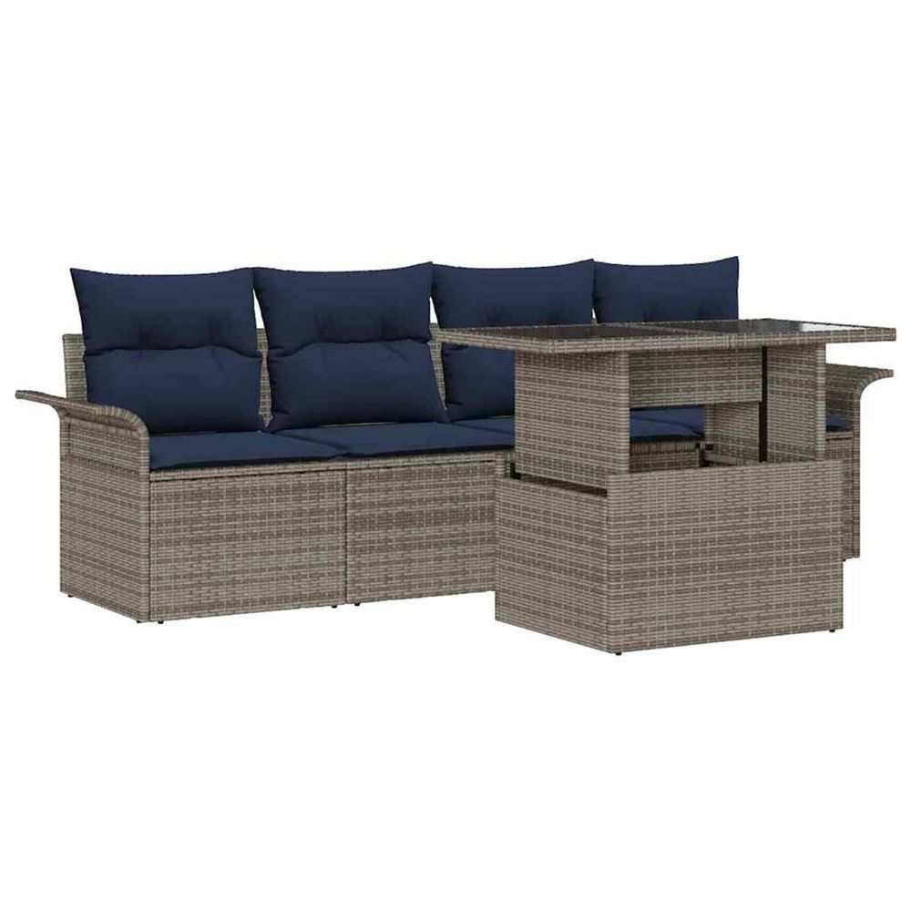 Ensemble de canapé de jardin 5 pc gris polyrotin