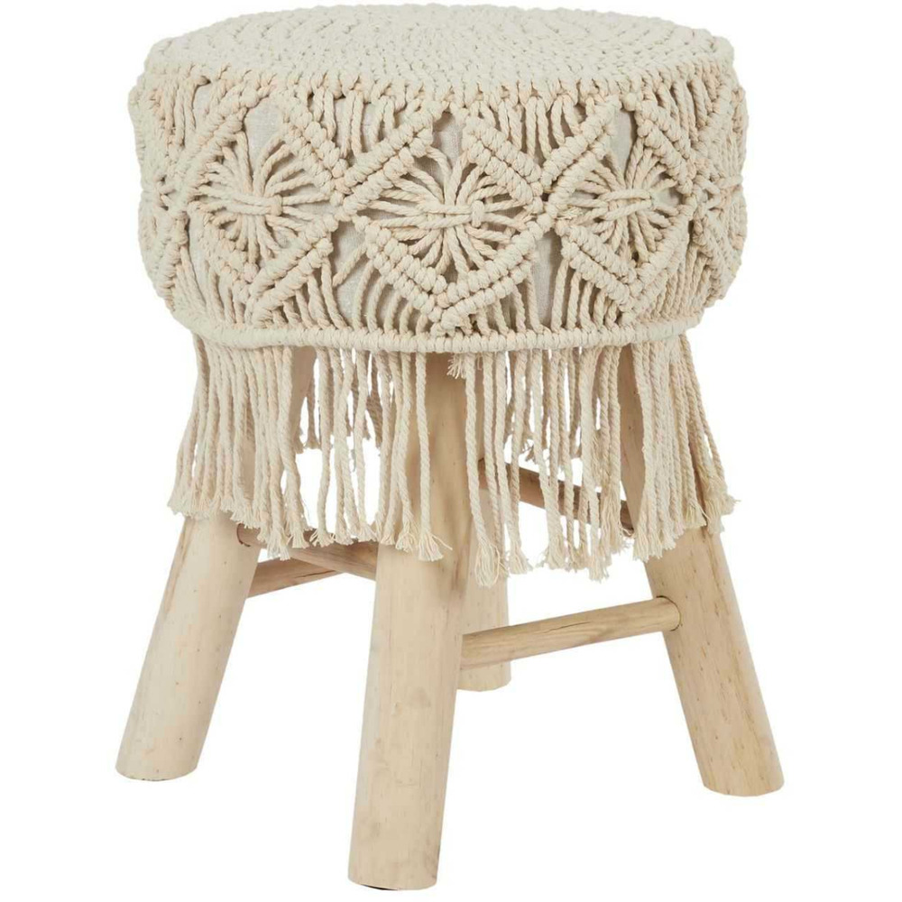 Tabouret en bois et tissu boho