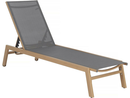 Bain de soleil en aluminium imitation bois