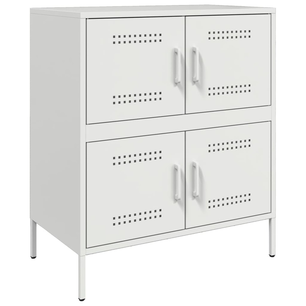 Buffet bahut commode armoire meuble de rangement organisateur cuisine salle de séjour salon 68 x 39 x 79 cm acier blanc 02_00