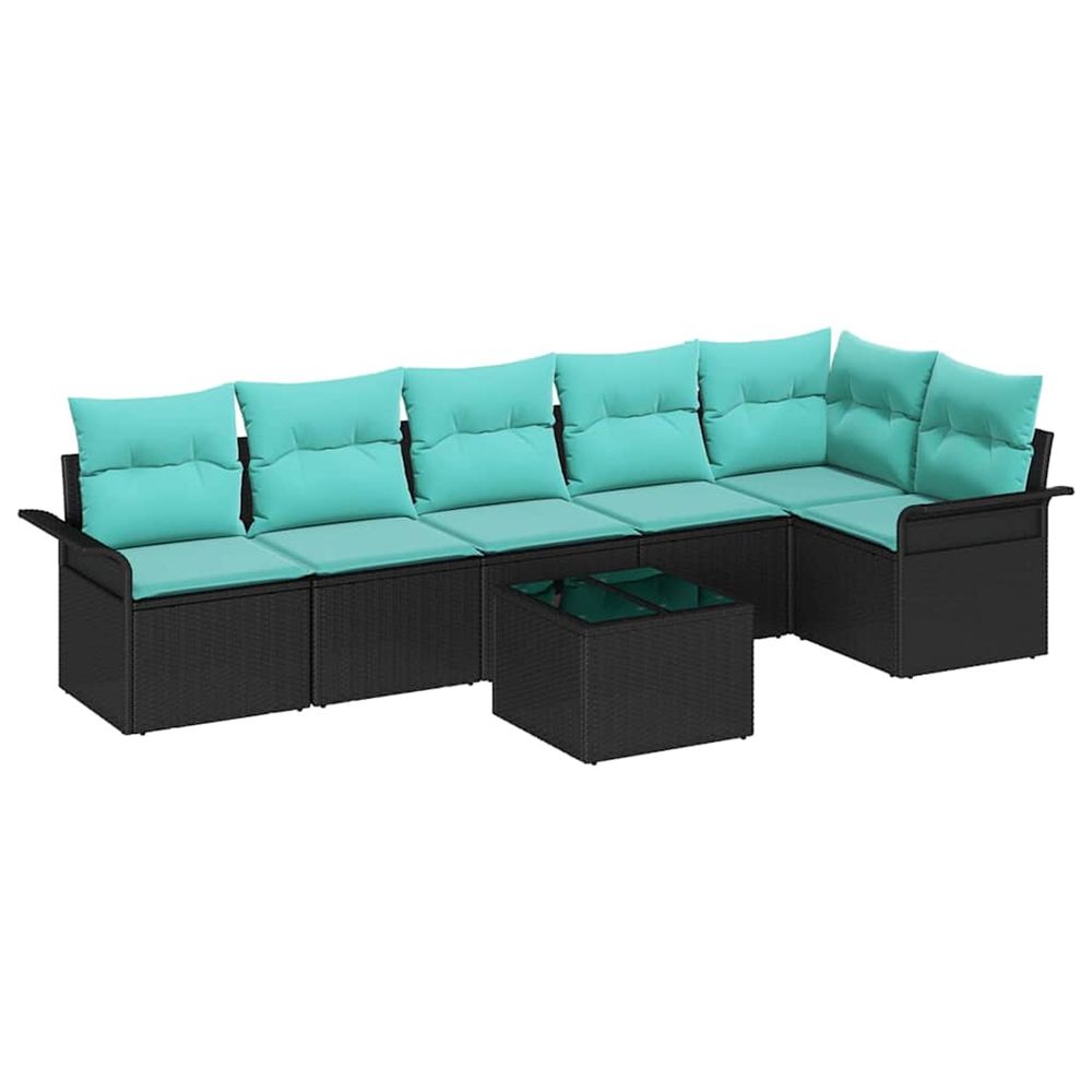 Ensemble de canapé de jardin 7 pc noir polyrotin