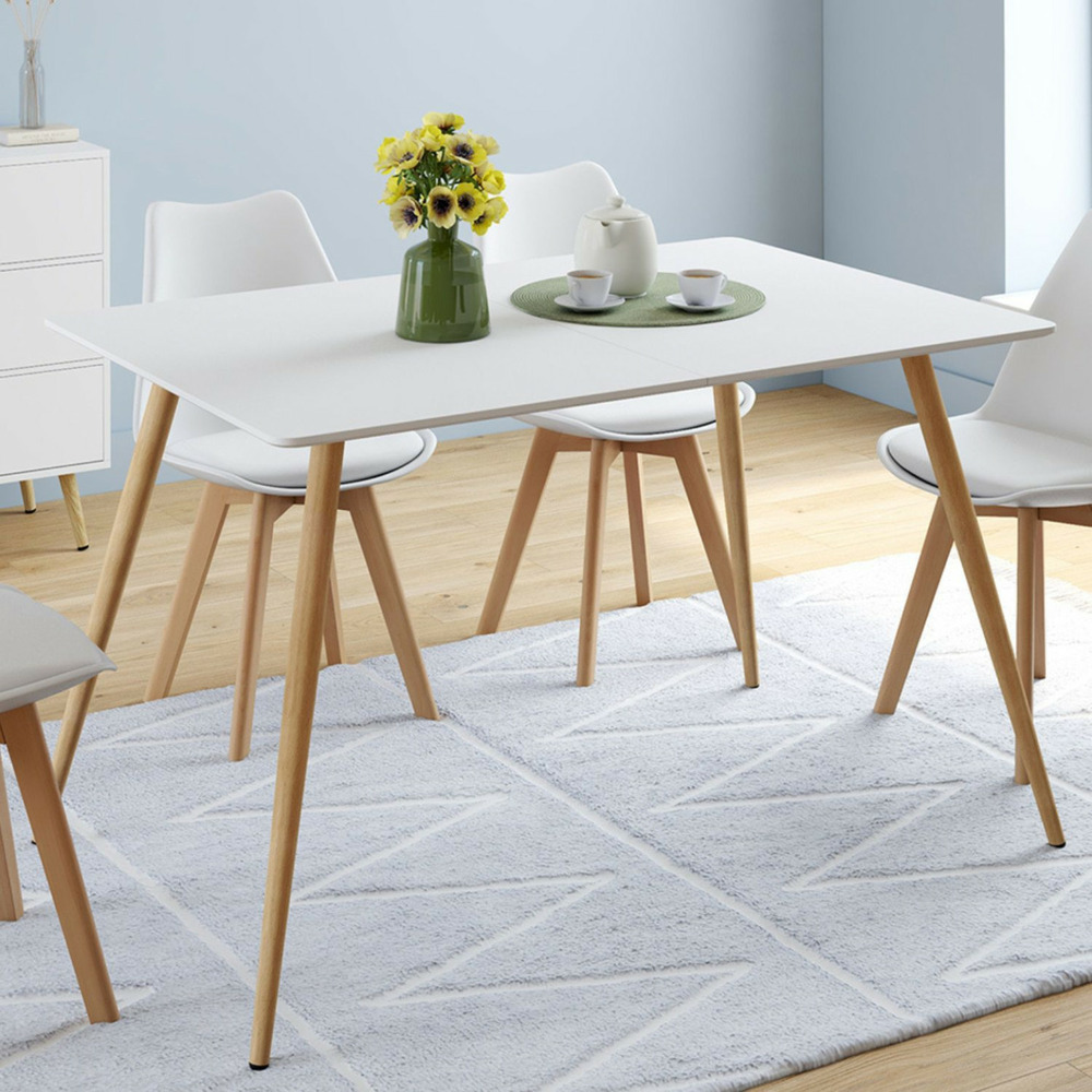 Table à manger scandinave rectangle sara 6 personnes blanche 120 cm