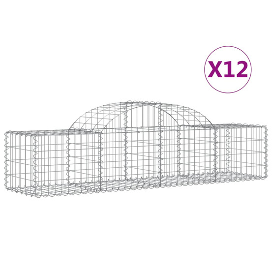 Paniers à gabions arqués 12 pcs 200x50x40/60 cm fer galvanisé