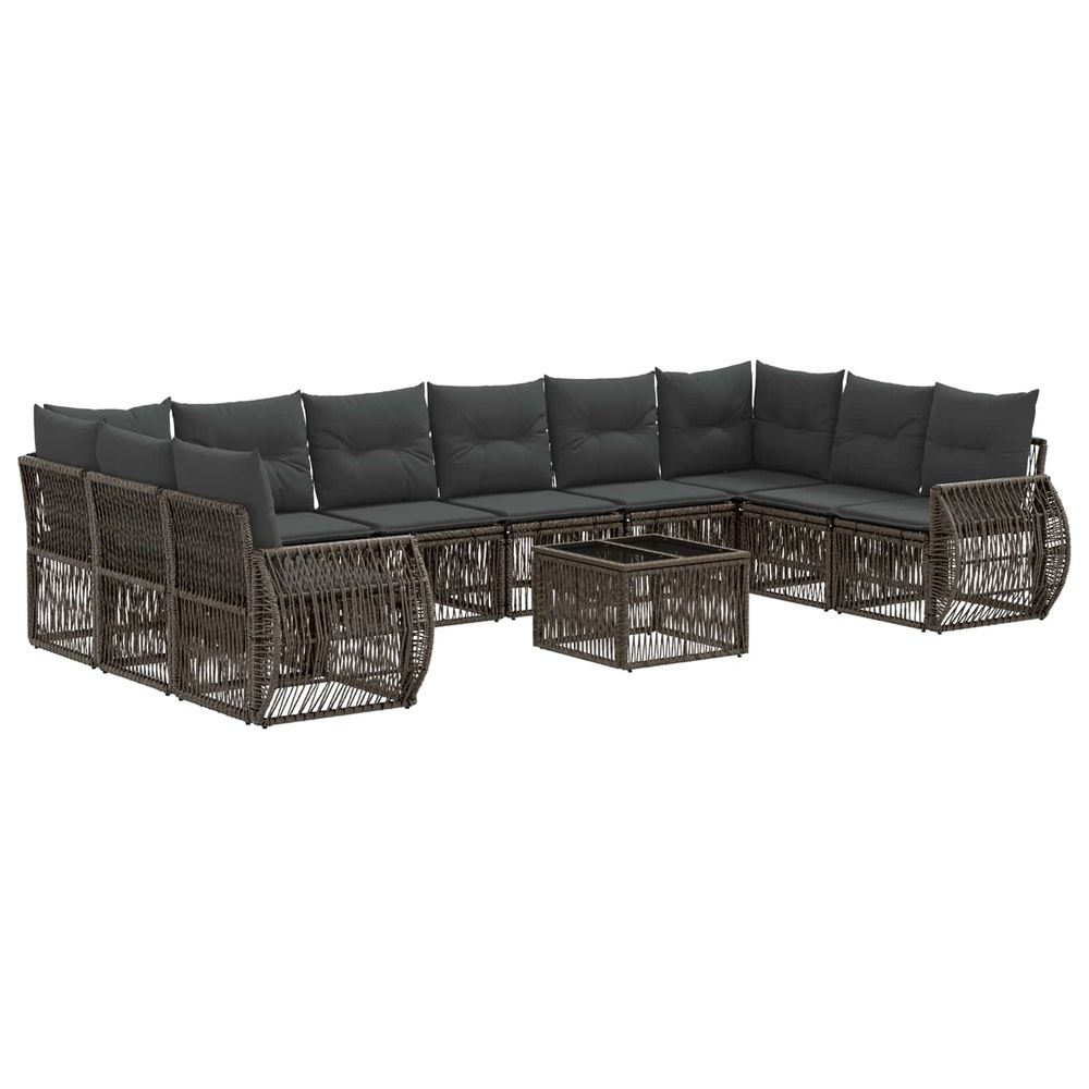 Ensemble de canapé de jardin 11 pc gris et gris foncé polyrotin