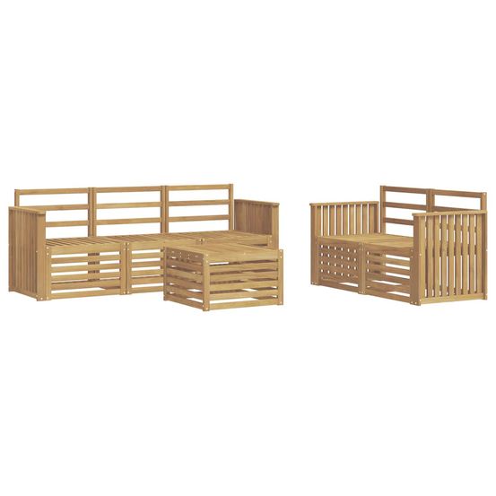 Ensemble de canapés d'extérieur 6 pc blanc bois d'acacia massif