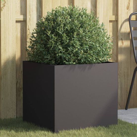 Grande jardinière en acier noir pour aménagement extérieur 49x47x46cm