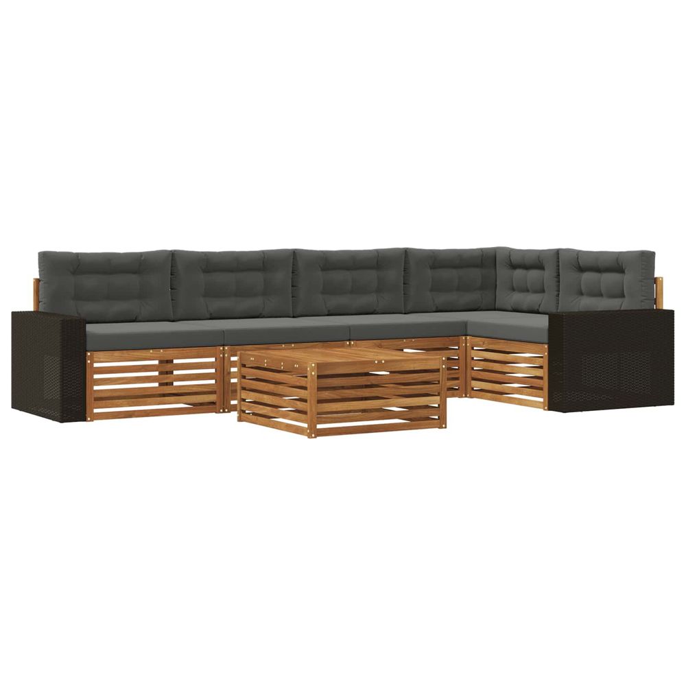 Ensemble de canapés d'extérieur 6 pc naturel et anthracite