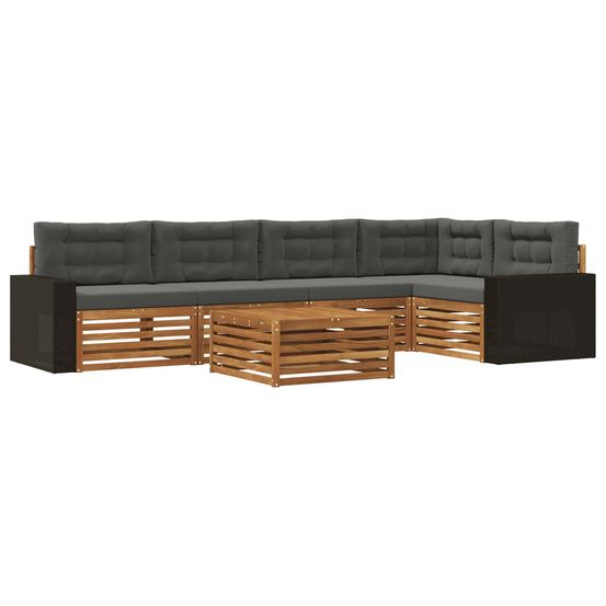 Ensemble de canapés d'extérieur 6 pc naturel et anthracite