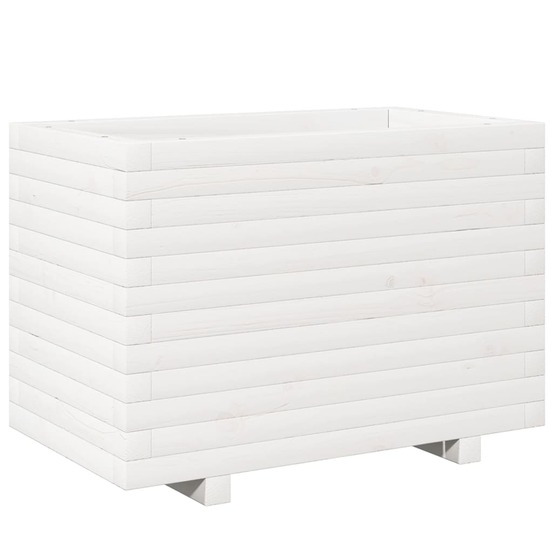 Jardinière bac lit surélevé plantes fleurs terrasse jardin 70 x 40 x 49,5 cm bois de pin massif blanc