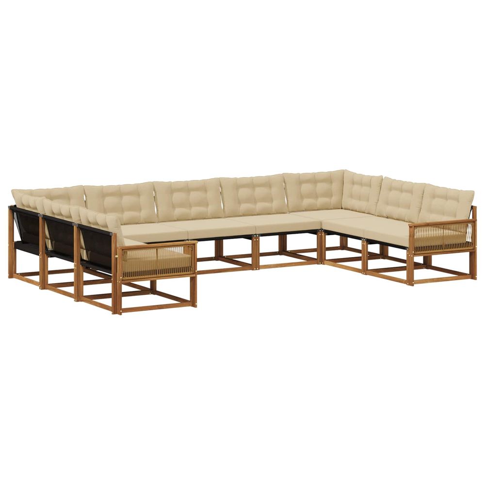 Ensemble de canapés d'extérieur 9 pc naturel et beige