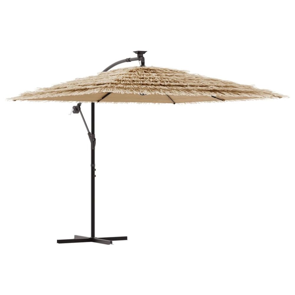 Parasol de jardin avec led et mât en acier marron 246x246x230cm