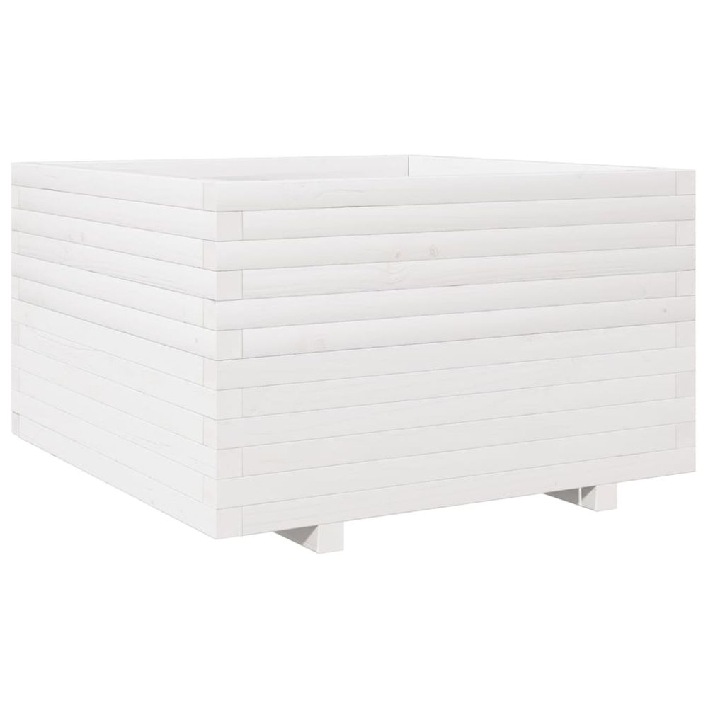 Jardinière d'extérieur blanc 80x80x49,5 cm bois de pin massif