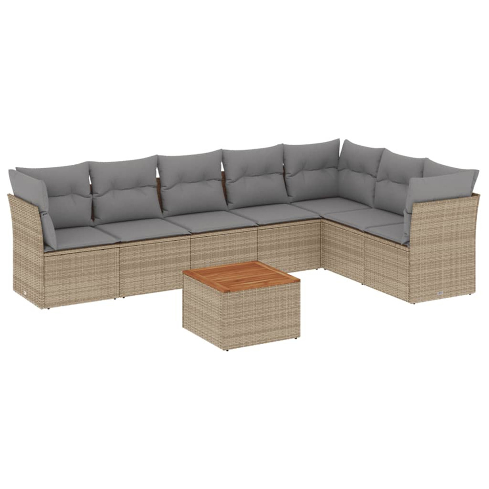 Salon de jardin avec coussins 8pcs mélange beige résine tressée