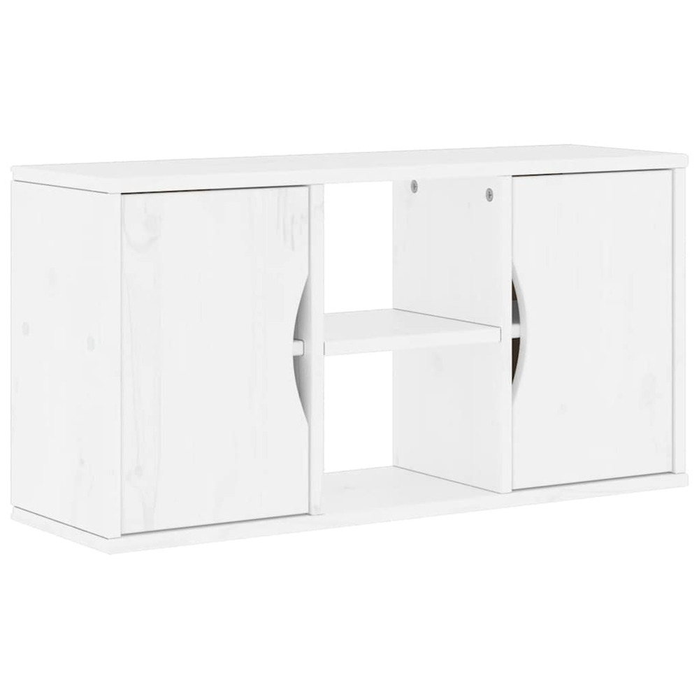 Meuble tv odda blanc 79x24x40 cm bois massif pin