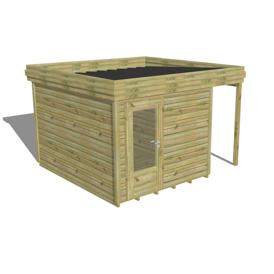 Abri de jardin bois pin traité autoclave 27mm - 3,64x3,44m / 13m2 - bac acier - plancher bois