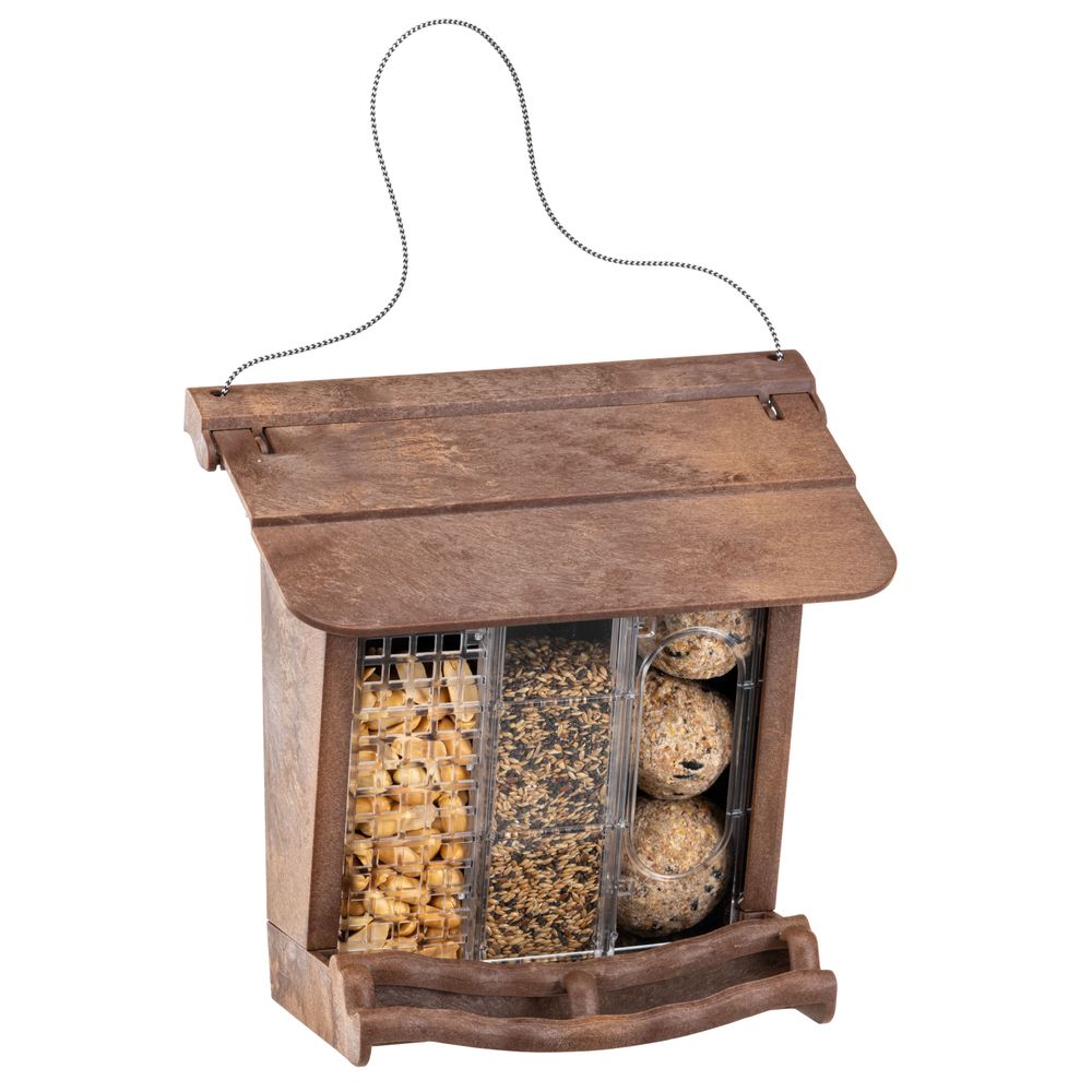 Mangeoire à Oiseaux Suspendue Grande Capacité 850ml - Protection Intempéries Pour Jardin Et Balcon