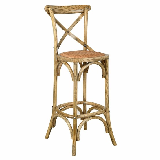 Tabouret de bar bois et rotin bistrot chic