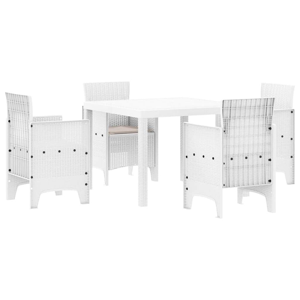 Ensemble de salle à manger pour jardin 5 pc blanc polypropylène