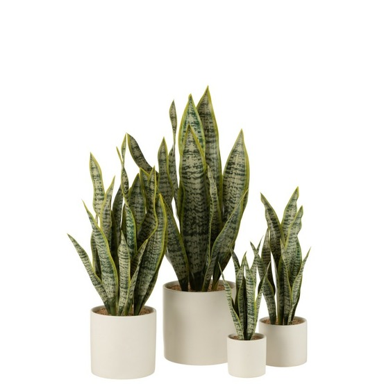 Pot de sansevieria artificiel en plastique vert 16x16x59 cm