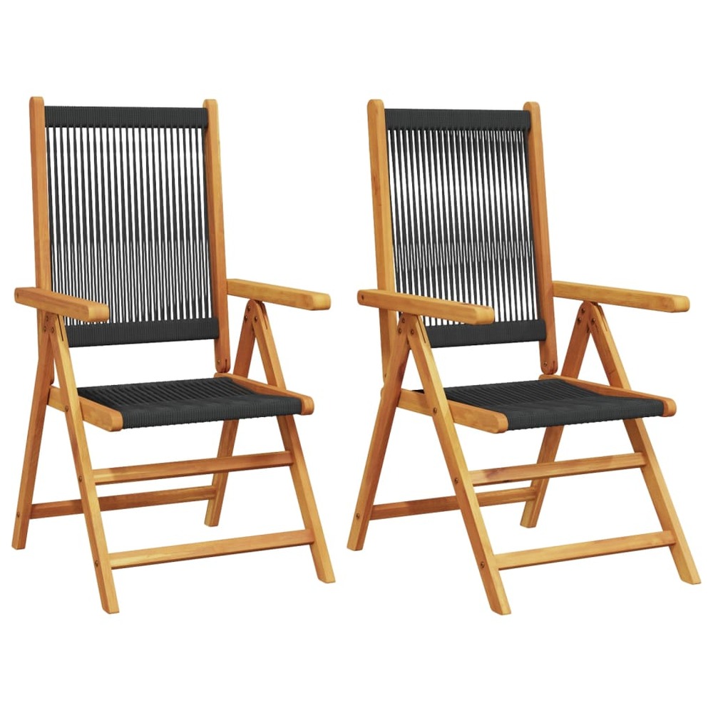 Chaises de jardin lot de 2 noir bois d'acacia et polypropylène