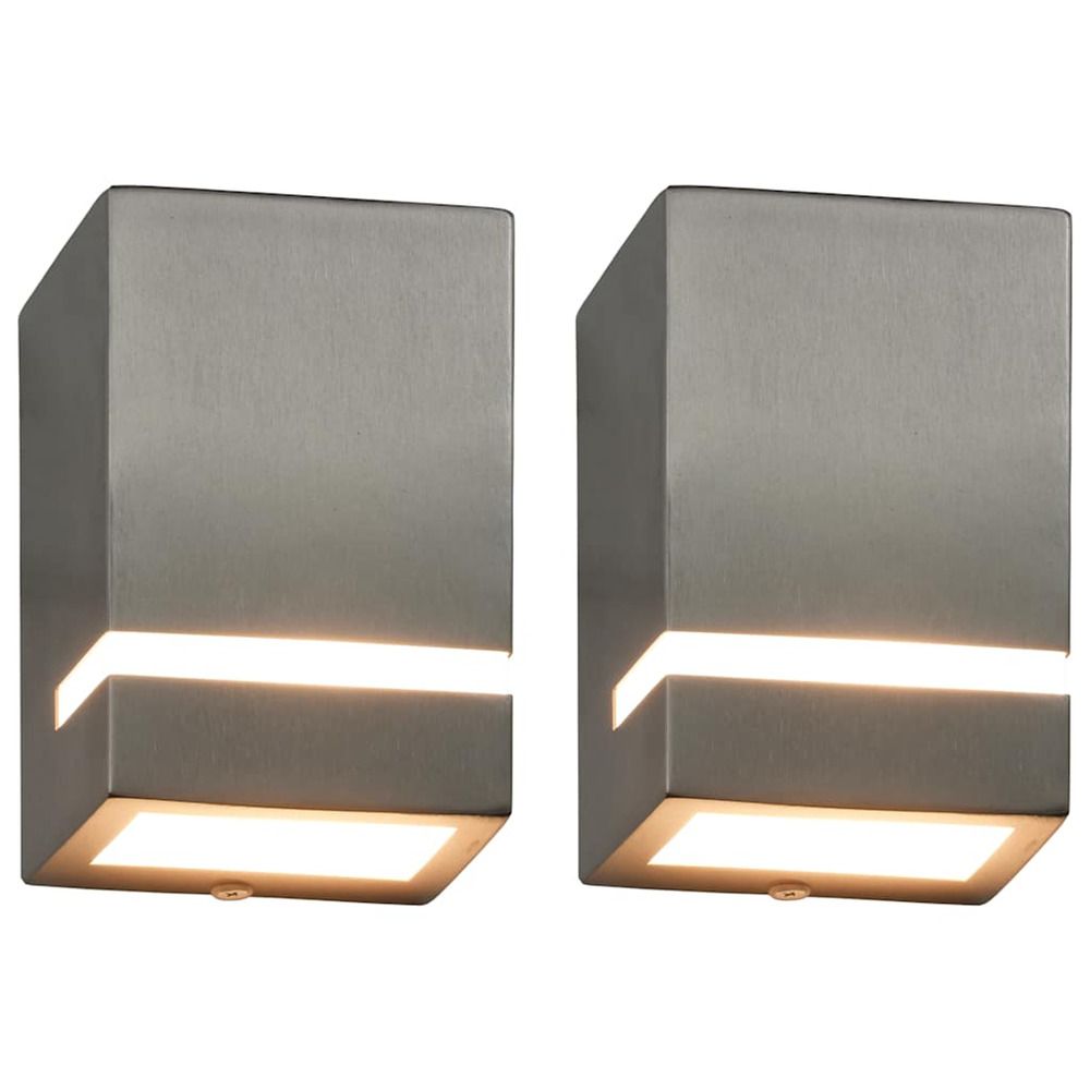 Appliques murales d'extérieur 2 pcs 35 w argenté rectangulaire