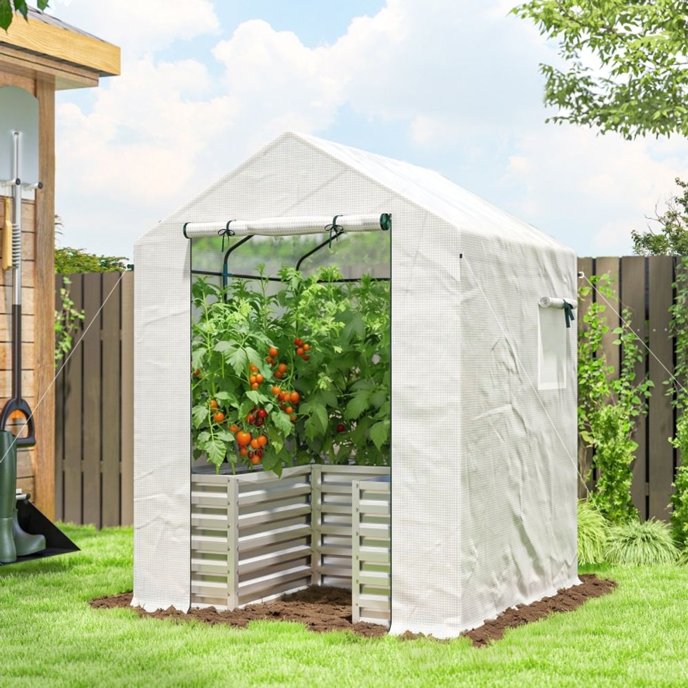 Serre jardin carré potager acier culture tomates protection 141x141x190cm blanc - comfortxl outdoor living