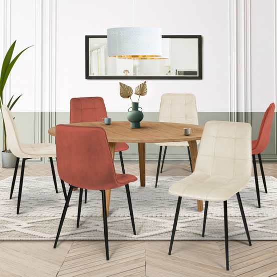 Lot de 6 chaises mila en velours mix color terracotta x3 et beige x3