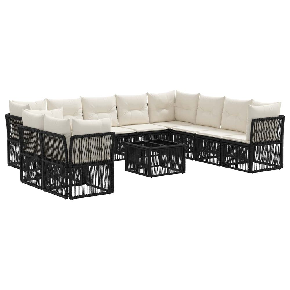 Ensemble de canapé de jardin 11 pc noir polyrotin