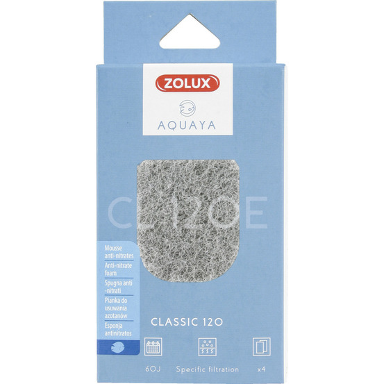 Filtre pour pompe classic 120, filtre cl 120 e mousse anti nitrates x 4 pou