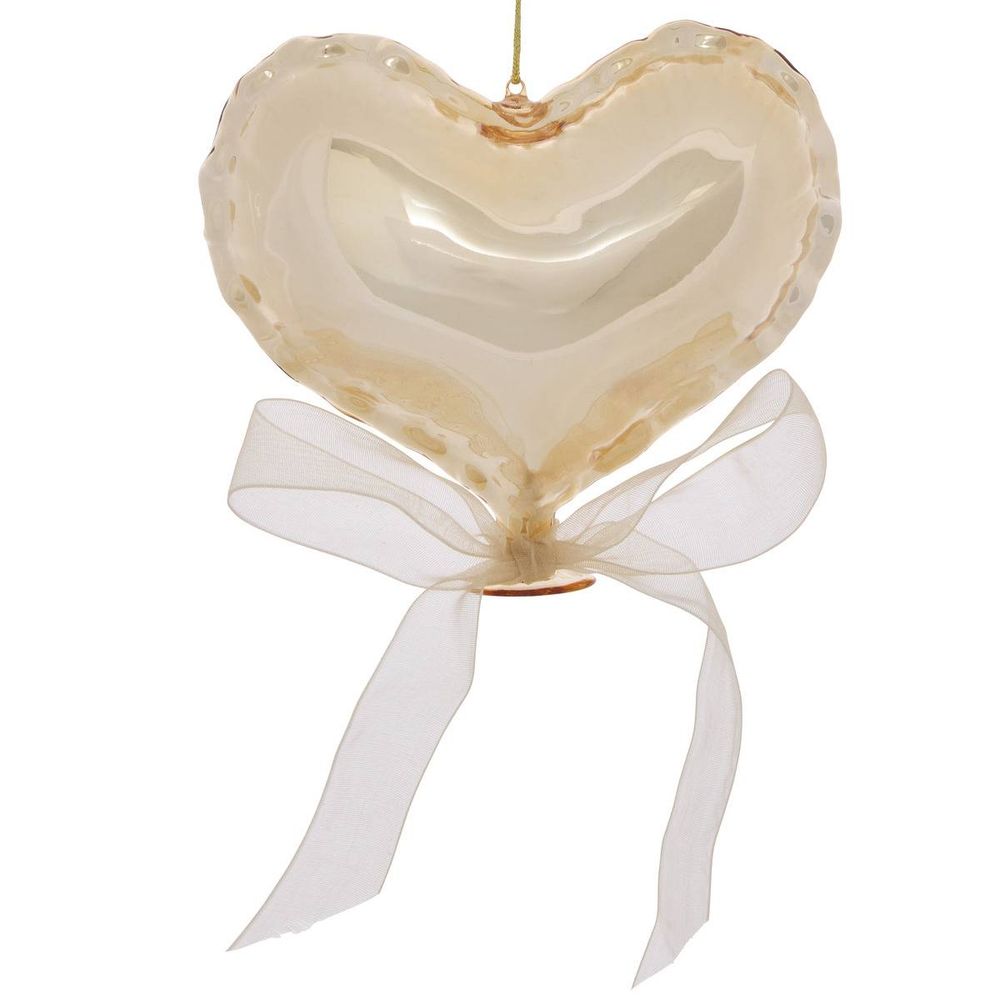 Suspension de sapin cœur ballon en verre 10 cm