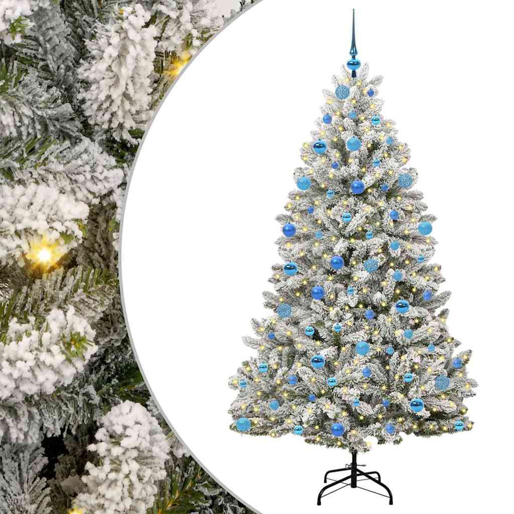 Sapin de noël artificiel vert et blanc 180 cm pvc et métal