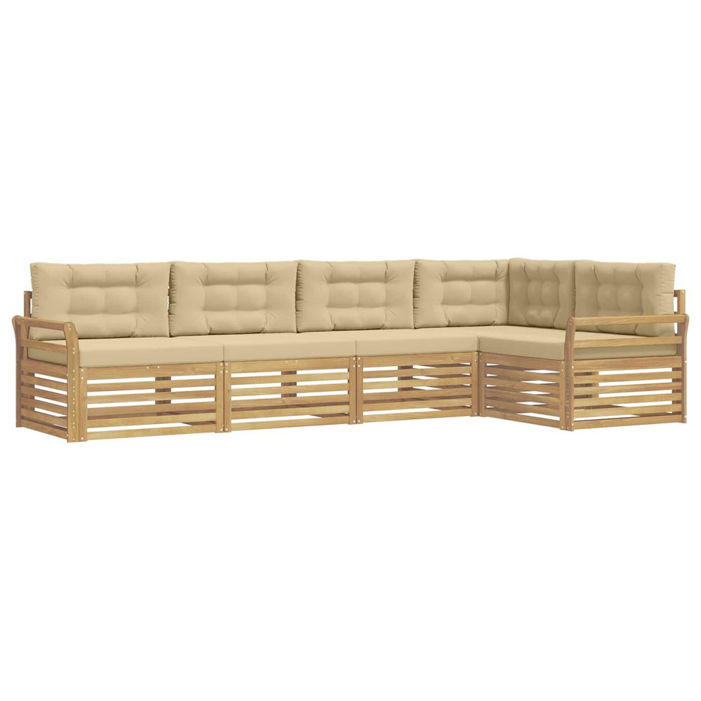 Ensemble de canapés d'extérieur 5 pc blanc et beige polyester