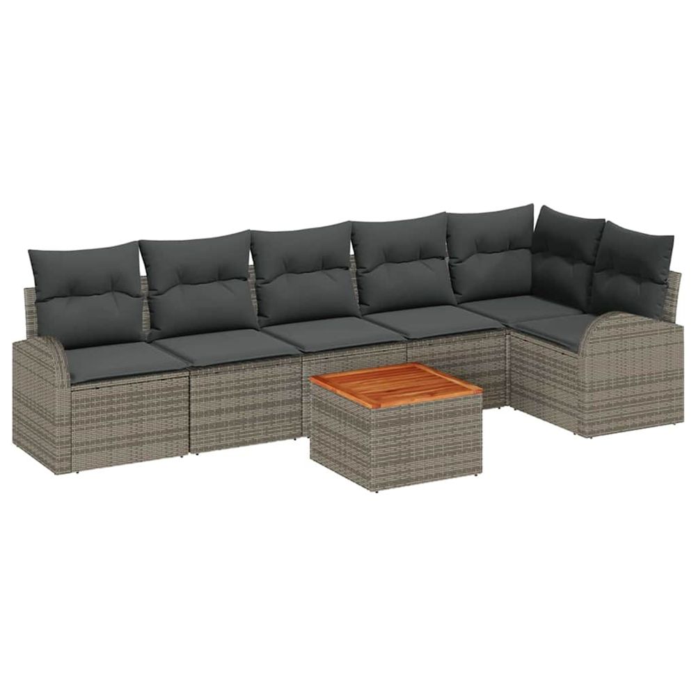 Ensemble de canapé de jardin 7 pc gris polyrotin