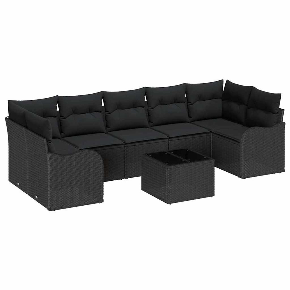 Ensemble de canapé de jardin avec coussin 8 pcs noir