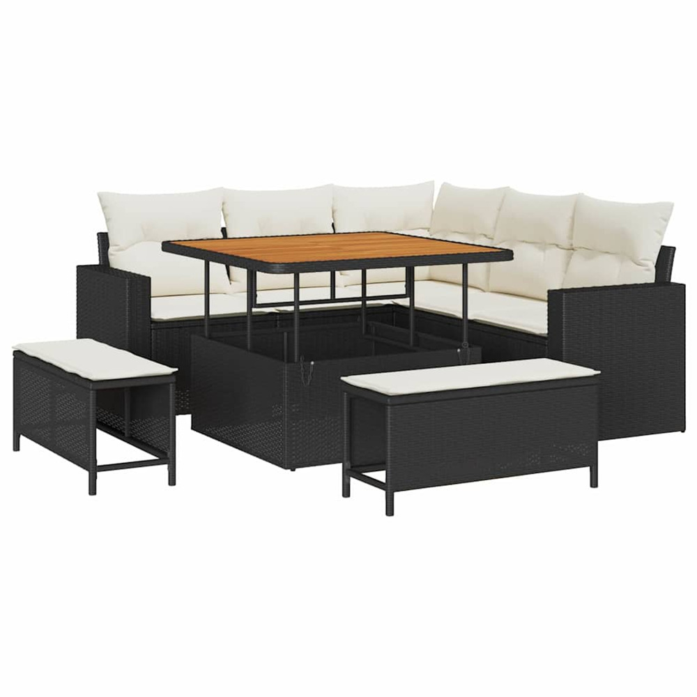 Ensemble de canapé de jardin avec coussin 8 pcs noir et crème