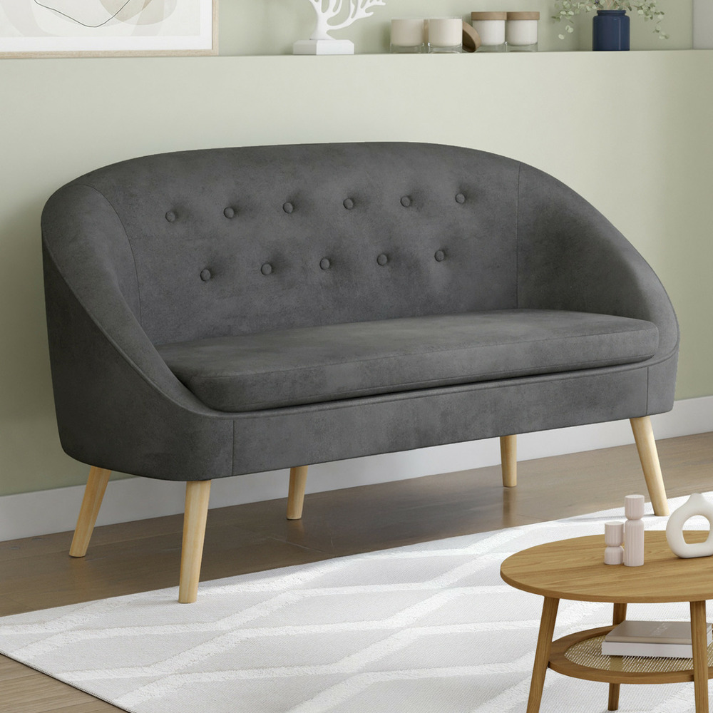 Canapé banquette sonia en velours gris