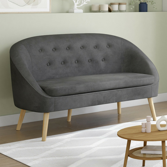 Canapé banquette sonia en velours gris