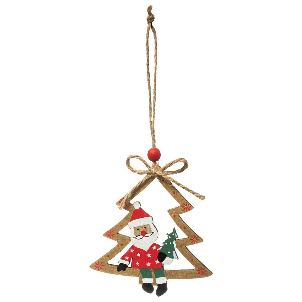 Sujet de noël bois sapin père noël renne 2 assortiments