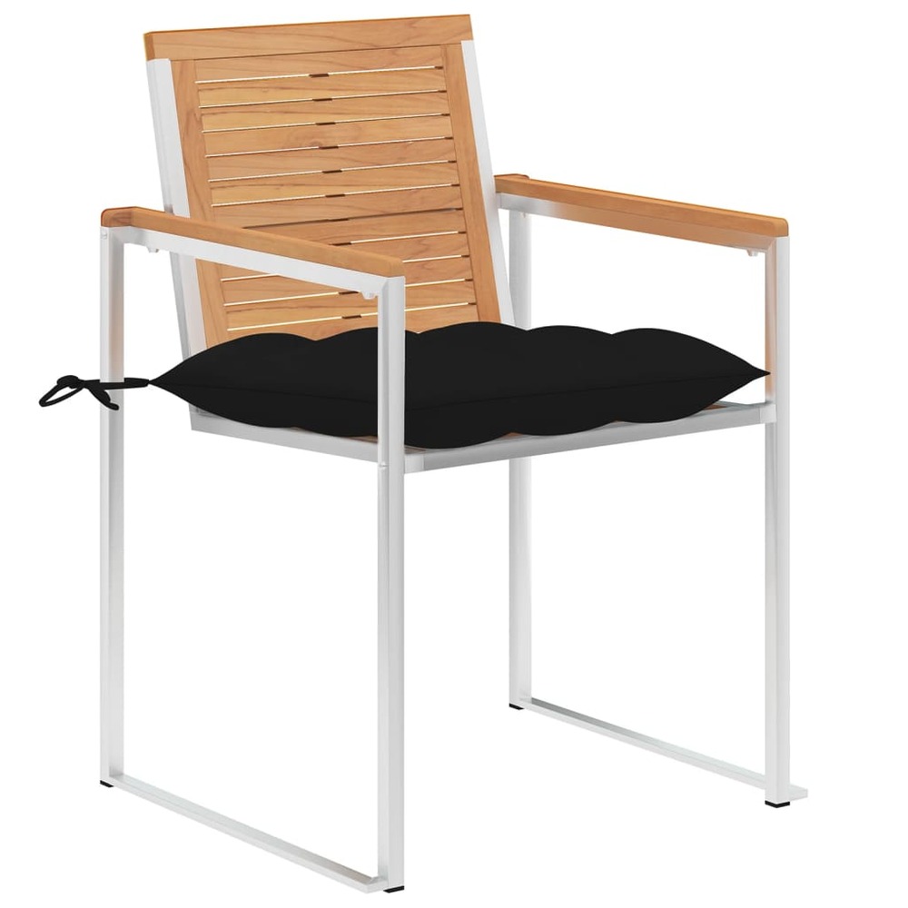 Chaises de jardin lot de 8 avec coussins bois de teck massif