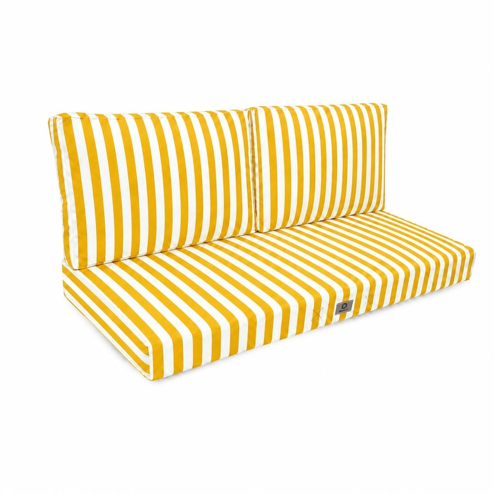 Coussins pour salon de jardin déhoussable 120x60cm rayure jaunes