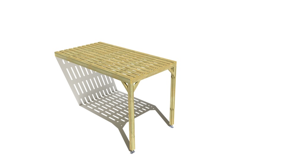 Pergola bois • 2m x 4m • adossée • sens largeur • platelage bois • livraison comprise