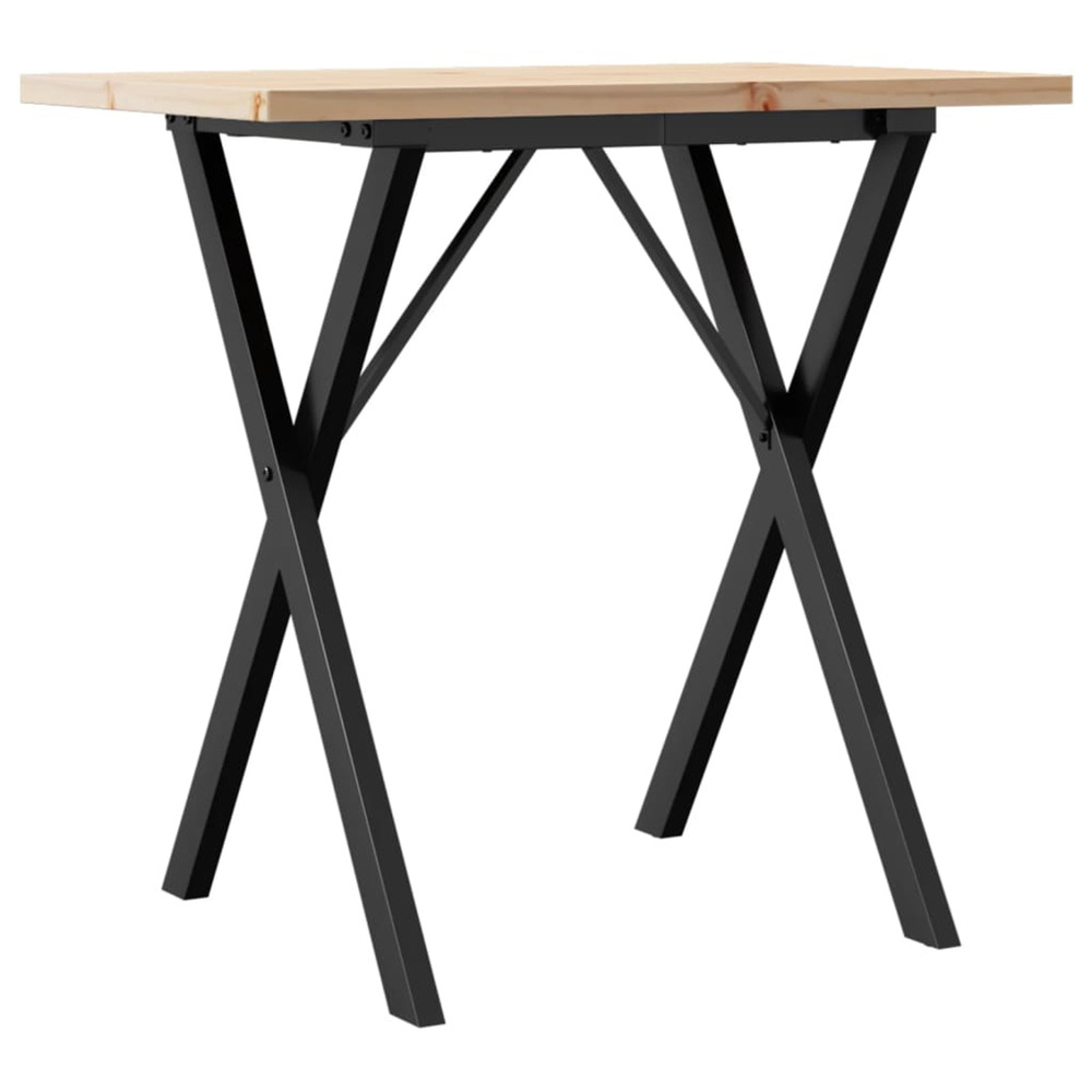 Table à manger cadre en x 80x50x75,5cm bois de pin massif acier