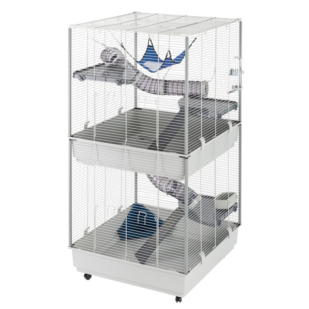 Ferplast cage pour fûrets furet tower, structure verticale sur plusieurs étages, roues et accessoires inclus, métal vernis gris et