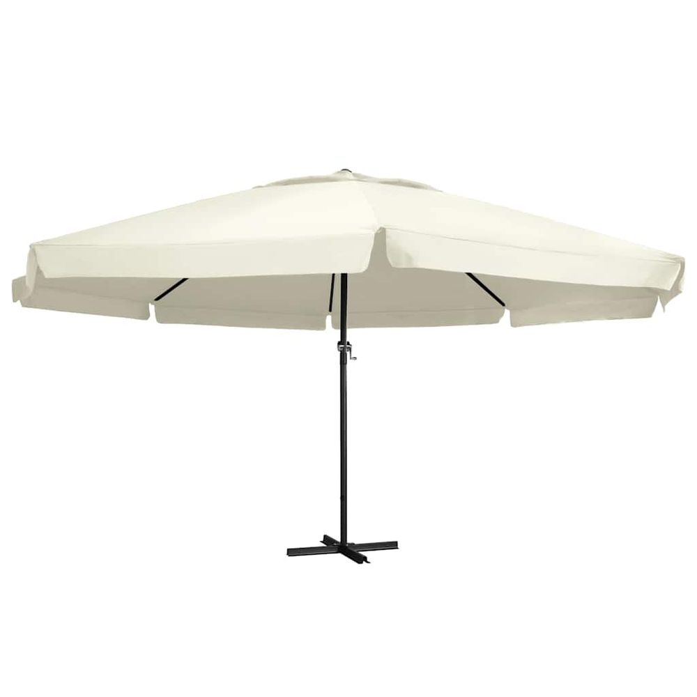 Parasol de jardin avec mât en aluminium 600 cm blanc sable
