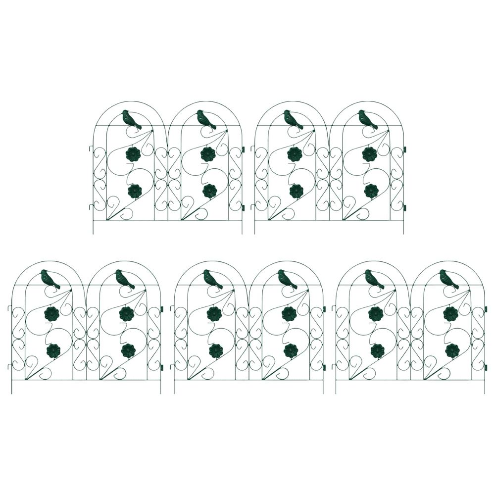 Clôture de jardin 5 pc acier vert
