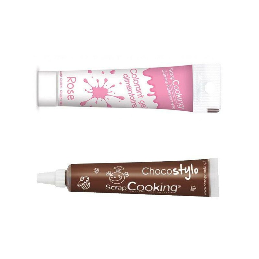 Stylo chocolat + gel colorant alimentaire rose